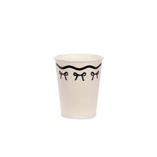 Picture of PAPER CUPS CREAM WITH BLACK BOWS 220ML - 6 PACK